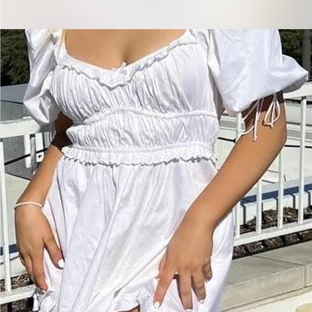 For Love & Lemons White Puff Sleeve Dress